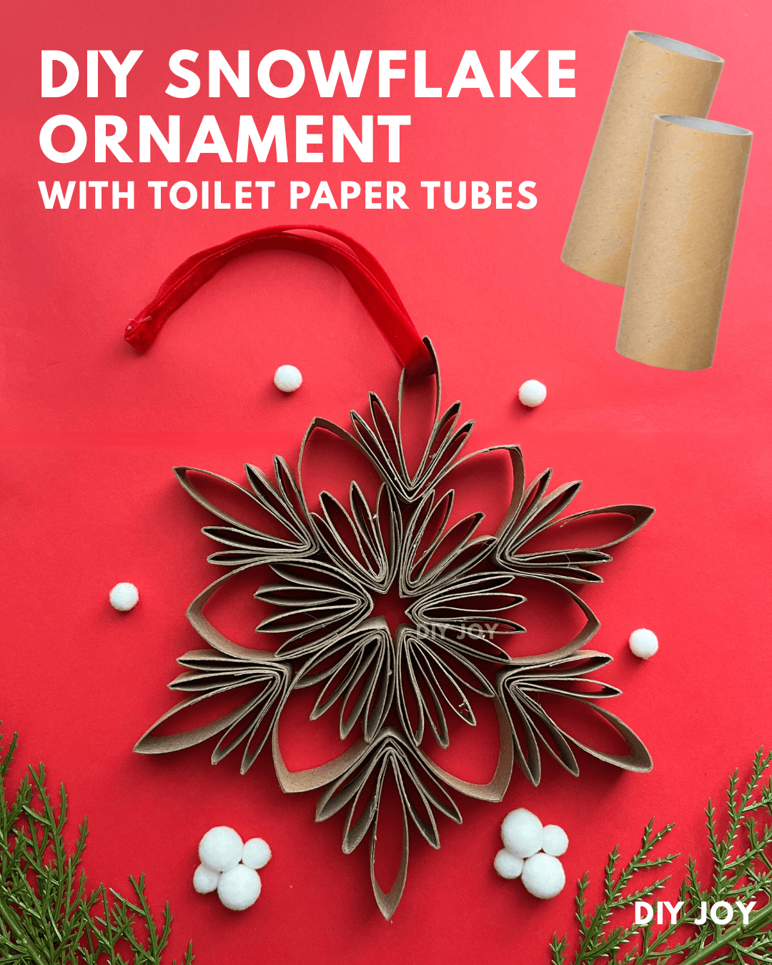 DIY Snowflake Christmas Ornament with Toilet Paper Tubes