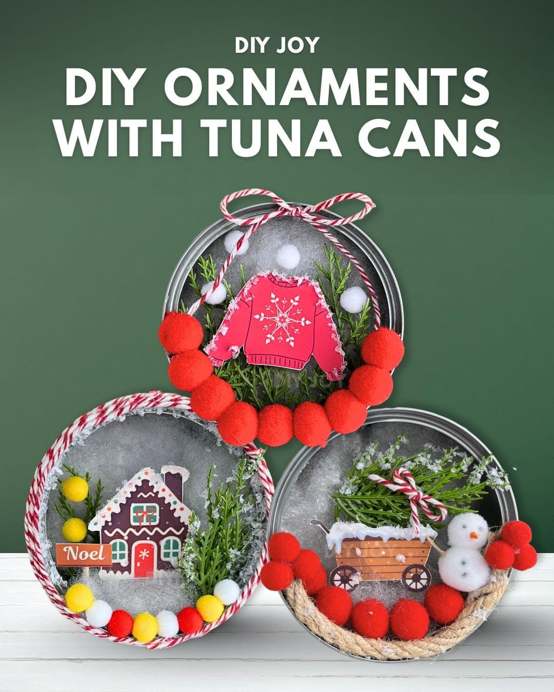 DIY ornaments with Tuna cans